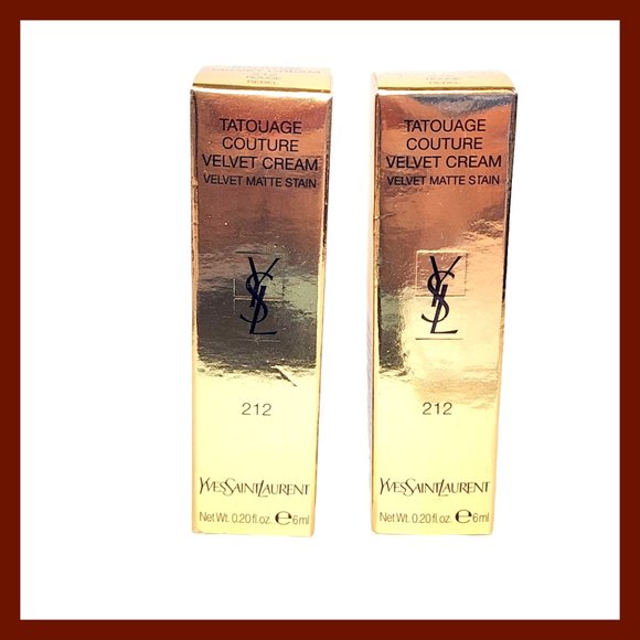2 x Yves Saint Laurent Tatouage Velvet Lip Cream N212 Rouge Rebel red bean Full - Picture 1 of 13